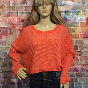 Silence+Noise orange knit cropped sweater